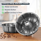 Homikit Cake Pan 10 Inch, 2 Pack Heavy Duty Carbon Steel Fluted Tube Round Pans 10 Cups for Baking Pound Cakes, Jello, Brownie, Monkey Pumpkin Bread, Oven Safe & Easy Release, Gray