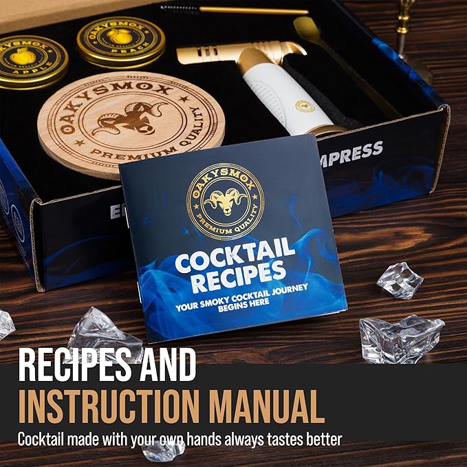 Cocktail Smoker Kit With Torch, Old Fashioned Bourbon, Whiskey Smoker Kit, Drink Smoker Accessories, Home Bar Accessories, Birthday Gifts for Men, Husband, Boyfriend, (NO BUTANE)