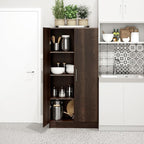 Prepac Elite Tall Garage Storage Cabinet & Pantry Storage Cupboard, 2-Door Freestanding Bathroom or Pantry Cabinet with Adjustable Shelves, 16" D x 32" W x 65" H, Espresso