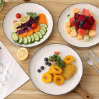 Ceramic White Dinner Plates Set of 6, 10.5 Inch Plates for Kitchen, Microwave Oven and Dishwasher Safe, Modern Dishes Set for Pasta,Steak, Dessert, Salad