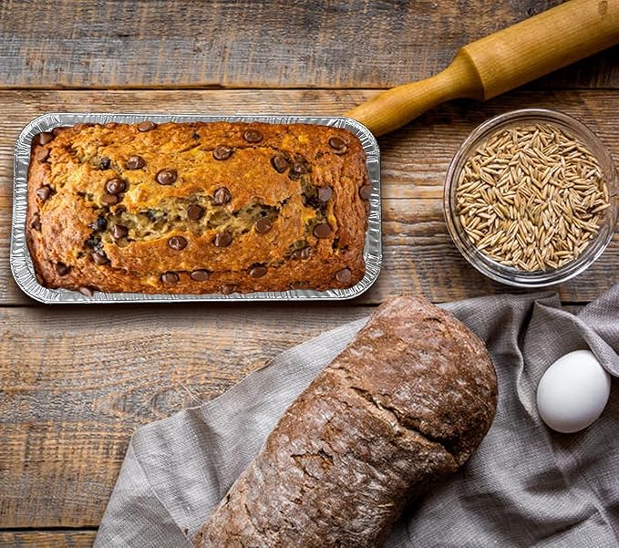 PARTY BARGAINS 5 Lb Aluminum Loaf Pan - 40 Pack, Heavy Duty Disposable Bread Pans for Perfect for Baking, Lasagna, Meatloaf & Food Serving (Max 240°C)