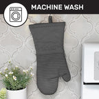 All-Clad Silicone Oven Mitts: Heat Resistant up to 500 Degrees - 100% Cotton & Silicone, 14"x7" Oven Mitt for Kitchen and Barbeque, 2-Pack, Pewter