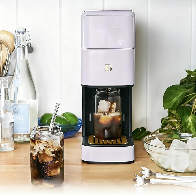 Beautiful Perfect Grind Programmable Single Serve Coffee Maker with Touch Display and Integrated Burr Grinder, Auto Coffee Strength Selection, 64oz Water Reservoir (Lavender)