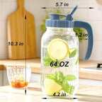 Mason Jar Pitcher 2 Quart With Pour Spout Lids 64 OZ Wide Mouth Water Pitcher Airtight And Leakproof Glass Carafe With Handle And Flip Cap For Milk, Iced Tea, Cold Brew Coffee, Juice, Infused Water