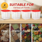 4 Pack 8 Quart Food Storage Containers with Lids, Polycarbonate Square Commercial Food Containers, NSF, Clear, New Version