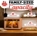 Gourmia French Door Digital Air Fryer Oven - 25-Quart XL Capacity, 12 Presets, Touchscreen, FryForce 360° Tech, Dehydrate, Proof, Slow Cook, Fits 13” Pizza, 1700W, Peach