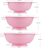 Stainless Steel Colander 3 Piece,Metal Strainer Basket with Solid Base and Handles for Kitchen Food,Pasta, Noodles, Vegetables and Fruits,Powder Coated,BPA Free,Dishwasher Safe,2 & 3 & 4.5 Qt (Pink)