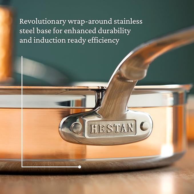 Hestan - CopperBond Collection - 100% Pure Copper Sauté Pan, Induction Cooktop Compatible, 3.5 Quart