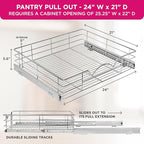 HOLDN’ STORAGE Pull Out Cabinet Organizer, Individual Sliding Drawers - Heavy Duty Metal with Lifetime Limited Warranty - Anti Rust Chrome Finish (Single Tier, 24" W)