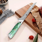 WILDMOK 7 inch Damascus Fillet Knife, Japanese Damascus Steel Boning, Carving, Deboning, Full Tang Resin Handle, Gift Box