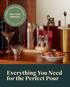 Caraway 9-Piece Complete Bar Set - Cocktail Shaker, Jigger, Muddler, Wine Key, Strainer, Bar Spoon, Storage Organizer, Magnetic Backer - Bartender Accessories - Tools for Home Bartending - Mist