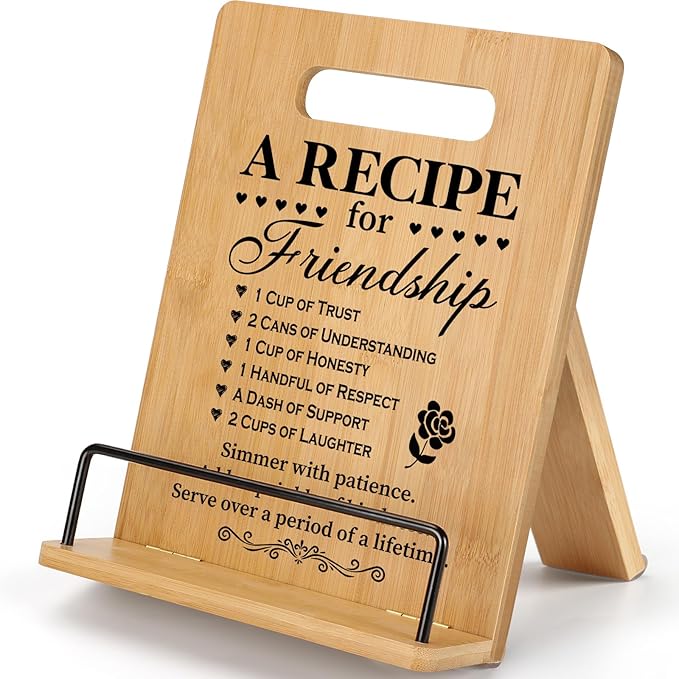 Friendship Gifts for Women, Birthday Gifts for Women Friendship Cookbook Stand, Best Friends Gifts for Women Friends Sister Bestie, Friend Gifts for Birthday Christmas Long Distance Cookbook Holder