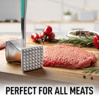 Zulay Meat Tenderizer Hammer 10" Heavy Duty Dual Sided Mallet with Comfort Grip – Metal Pounder for Beef, Chicken, Pork & More - Mint