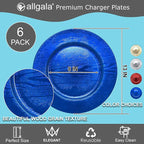 allgala 13-Inch 6-Pack Heavy Quality Round Charger Plates-Grain Blue-HD80307