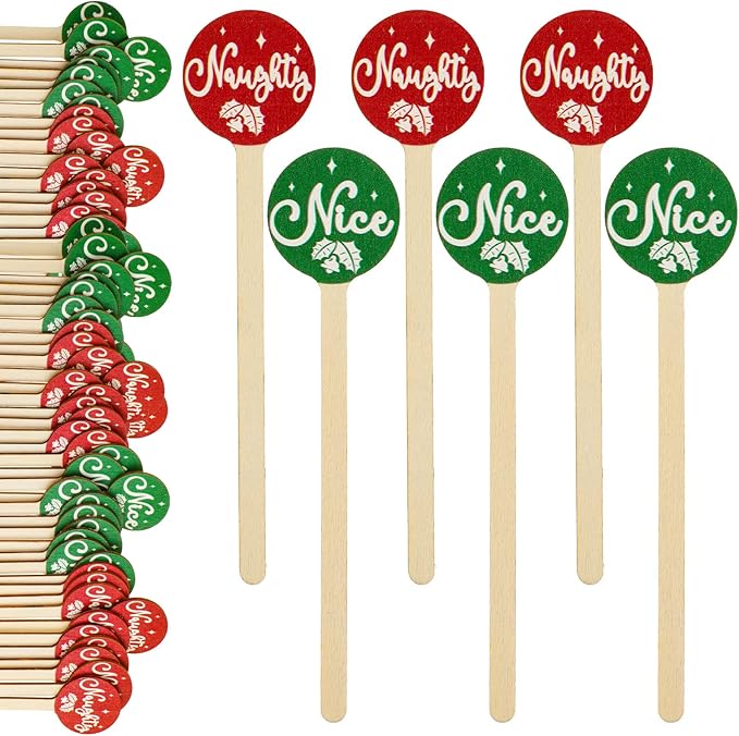 Jinei 120 Pcs Christmas Wooden Coffee Stirrers Wood Cocktail Coffee Stir Sticks Disposable Drink Stirrers for Stirring Hot Chocolate Milkshake Restaurant Home Office (Classic Style)