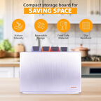 4-Piece Non-Toxic Cutting Board Set with Premium Scissors and Holder (Tall Silver)