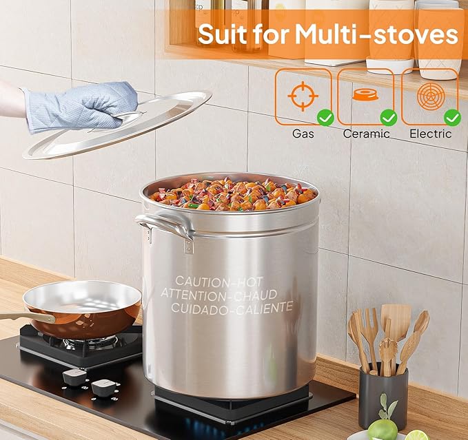 ROVSUN 36-Quart Stainless Steel Turkey Fryer & Seafood Boil Pot with Basket, Lid & Hook, Large Stock Pot for Outdoor Cooking of Turkey, Crawfish, Crab, Lobster & Shrimp