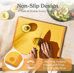 SMIRLY Plastic Cutting Board Set with Holder 3 Pieces, Non-Slip Dishwasher Safe Chopping Boards for Kitchen, Yellow