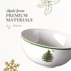 Spode Christmas Tree Melamine Deep Bowl - Large 11-Inch Round Serving Bowl for Salad, Pasta, Side Dishes - Festive Holiday Tableware - Shatterproof, Indoor/Outdoor Use, Dishwasher Safe