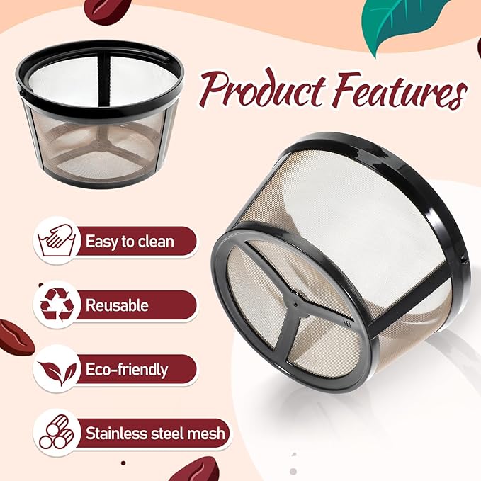 8 Packs Reusable Coffee Filter Basket for Mr. Coffee 4-5 Cup, Nylon Mesh Coffee Filter with Handle For Mr. Coffee, Black & Decker Most Coffeemakers and Brewers Universal