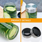 4 Pack Juice Bottles with Lids,12oz Wide Mouth Glass Bottles with Stainless Steel Cap,Reusable Glass Water Bottle for Juicing, Smoothies, Infused Water,Beverage Storage,BPA Free,Leakproof