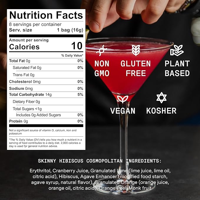 SAYSO Skinny Spicy Margarita, Skinny Hibiscus Cosmo & Skinny Cardamom Paloma Cocktail Tea Bags - - Instant Cocktail or Mocktail Mixers - No Hot Water - Home Bar - Organic Ingredients, 3-Pack