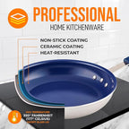 NutriChef 12" Non-Stick Medium Frying Pan, Ceramic Coating, Stainless Steel Aluminum Frying Pan with Silicone Handle, Stain-Resistant, PFOA Free – Safe for Gas, Electric, Induction, Ceramic Cooktops