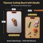 2 in 1 Pure Titanium Cutting Boards for Kitchen Chopping Board with Handle Large Big Small Kitchen Meat Butcher Block Not Stainless Steel Wood Bamboo Glass Rubber Plastic Silicone Acrylic Teak Sink
