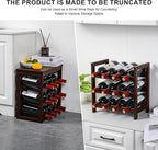 VASMIA Wine Rack Free Standing Floor, 6-Tier Display Wine Storage Shelves with Table Top, 24-Bottle Bamboo Wine Rack Shelf for Kitchen Bar Dining Room Living Room, Brown