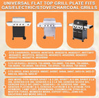 Universal Flat Top Griddle for Gas/Electric/Charcoal Grill/Stove Top BBQ Griddle Inserts, 17" x 13" Skillet for Weber Charbroil Camp Chef Nexgrill Pan Plancha Para Cocinar for Outdoor, Carbon Steel
