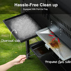 Brand-Man Propane Gas and Charcoal Grill Combo, Dual Fuel BBQ Combo Grill with Stainless Steel Dual Lids & 2 Side Shelves for Outdoor Kitchen & Backyard Barbecue Cooking