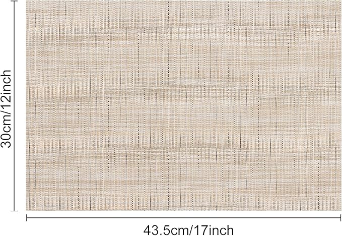 Myir JUN Placemats Set of 4, Vinyl Woven Placemats Place Mats Indoor Set of 4 Washable Table Mats Non-Slip Place mats for Dining Table (Beige, Set of 4)