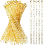 500 Pcs Gold Glitter Plastic Swizzle Sticks Crystal Cake Pops Disposable Cocktail Stir Sticks Round Ball Top Stirrers Gold Lollipop Stick for Drinks Coffee Cocktail, 7.28 Inches