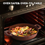 Non-Stick Frying Pan/Skillet 11", 3QT Tagine Pan,Cast Aluminum Pans with Lid, Stove/Oven-to-Table Cookware, Dishwasher Safe& Compatible with All Stovetops（Terracotta）