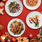 White Ceramic Dinner Plates Set of 8, 10 inch, Salad Plates, Pizza Plates, Dinnerware Sets, Microwave & Dishwasher Safe