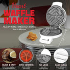 Mini Heart Shaped Waffle Maker, Thin Waffle Maker Iron with Shade Control, Make 7'' Large Waffle or 5 Mini Heart Waffles, Non Stick Cooking Plates with Fast & Even Heating