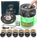 Whiskey Smoker Kit with Built-in Lighter, Electric Cocktail Smoker Kits with 6 Wood Chips Old Fashioned Bourbon Drinking Smoking Kit Gifts for Dad Husband Men Father, No Butane Needed, Black