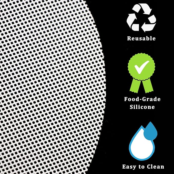 10Pcs 10 inch Silicone Steamer Liners, Non-stick Bamboo Steamer Liner Mesh Mat, Reusable Round Silicone Liners Pad for Home Kitchen Cooking Dim Sum dumpling