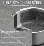 KOCH SYSTEME CS Hybrid Nonstick Stainless Steel Saucepan Set with Steamer Insert, 7PCS Triply Stainless Steel Pot Set 1Qt, 2Qt & 3Qt, 18/10 Steel Sauce Pan Set with Lids, Induction & Oven Safe