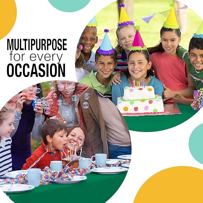 Exquisite Party Solids 54 Inch X 300 Feet Emerald Green Plastic Table Cover Roll in A Cut - to - Size Box with Convenient Slide Cutter. Cuts Up to 36 Rectangle 8 Feet Plastic Disposable Tablecloths