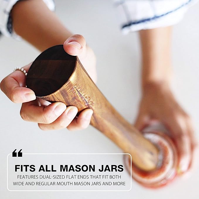 Masontops Pickle Packer - Acacia Wood Vegetable Fermentation Tamper - Cabbage Sauerkraut Pounder - Fermenting Food Tool