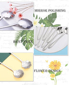 9 Pcs Flower Spoon Coffee Teaspoon Set, ESRISE Stainless Steel Tea Spoon for Tea Party Decorations (Silver)
