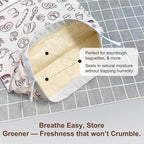 2 Pack Reusable Beeswax Bread Bags for Homemade Sourdough, Kitchen Baking Extra Large 13"x17" Food Storage Fresh Keeping Linen & Beeswax Bread Bags