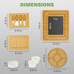 Charcuterie Board Gift Set, Expandable Bamboo Cheese Board with Stainless Steel Serving Utensils, Ceramic Bowls, Appetizer and Serving Trays, Utensil Trays - Housewarming 2 Drawers