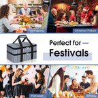 Double Insulated Casserole Carrier, Portable Casserole Carrier for Hot or Cold Food Lunch Tote Warmer or Cooler Bag, Lasagna Lunch Bag for Potluck Parties- Fits 9" x 13" Baking Dish-Blue Stripes