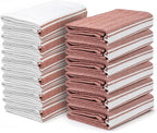 Salt Earth Kitchen Towels Cotton Dish Towel Size 24x14 Inches Set of 12 100% Ring Spun Cotton Absorbent Quick Dry Herringbone Weave Lint Free Washable Dishcloth Hanging Loop Color White & Red Stripe