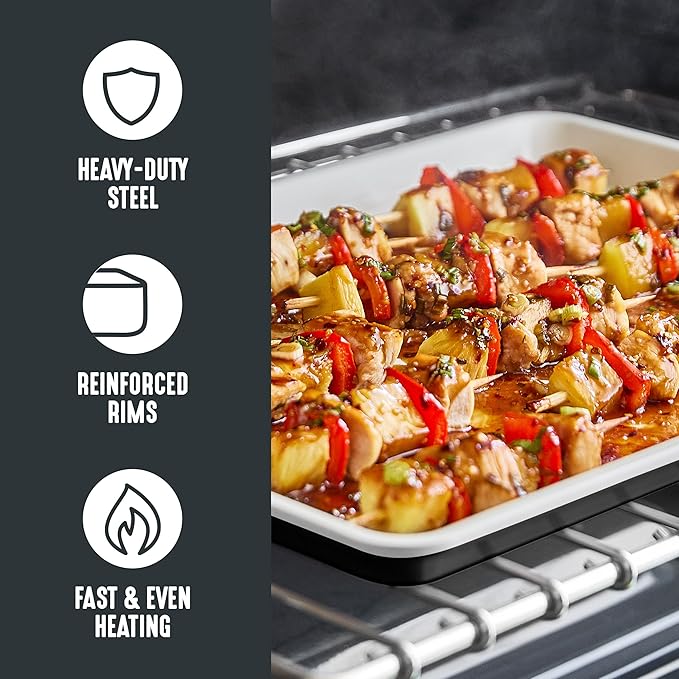 GreenLife Bakeware 18” x 13” Half Cookie Sheet Baking Pan, Non-Toxic PFAS-Free Healthy Ceramic Nonstick, Oven Safe to 450°F, Easy Release, Even Heating, Easy Clean, Black