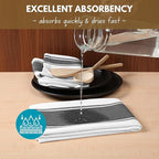 Native Fab Gray Kitchen Dish Towels 18x28 Inch, Set of 4, Wide Stripe, Super Absorbent, Fast Dry, Soft, 100% Cotton Towels for Wiping Hands, Drying Dishes, Cleaning Spills Dish Cloths Set - Grey