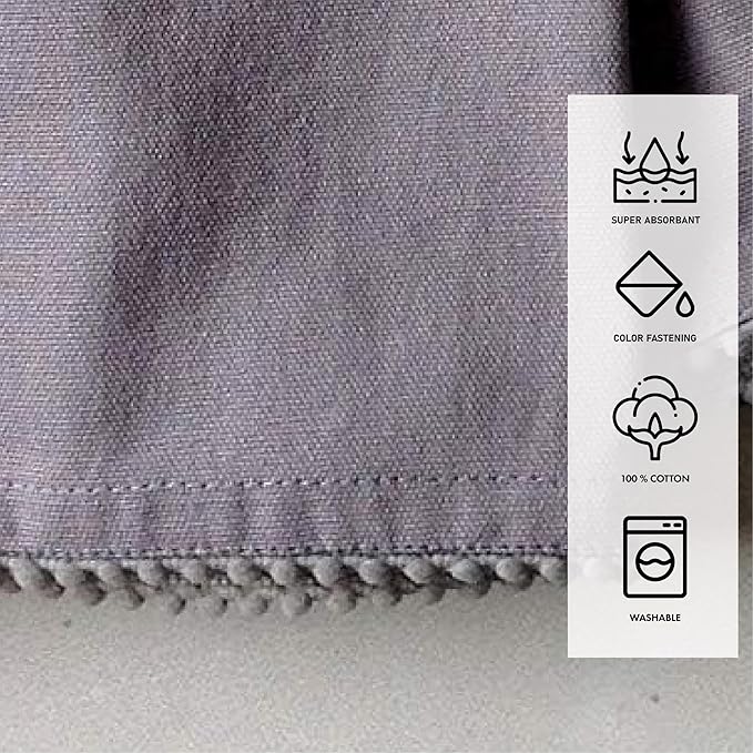 Hand Towels 100% Cotton Solid Kitchen Dish Cloths 18"x 28", Grey, Pack of 6 Decor Kitchen Hand Towel Reusuable Dish Towel for Cleaning & Drying Tea Towels Set with Hanging Loop