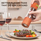 Wooden Salt and Pepper Grinder Set, 8 Inch Manual Salt and Pepper Mills, Premium Acrylic Salt and Pepper Shakers with Adjustable Ceramic Core, Refillable Shakers for Kitchen(2 Pack)